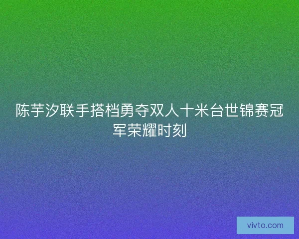 陈芋汐联手搭档勇夺双人十米台世锦赛冠军荣耀时刻